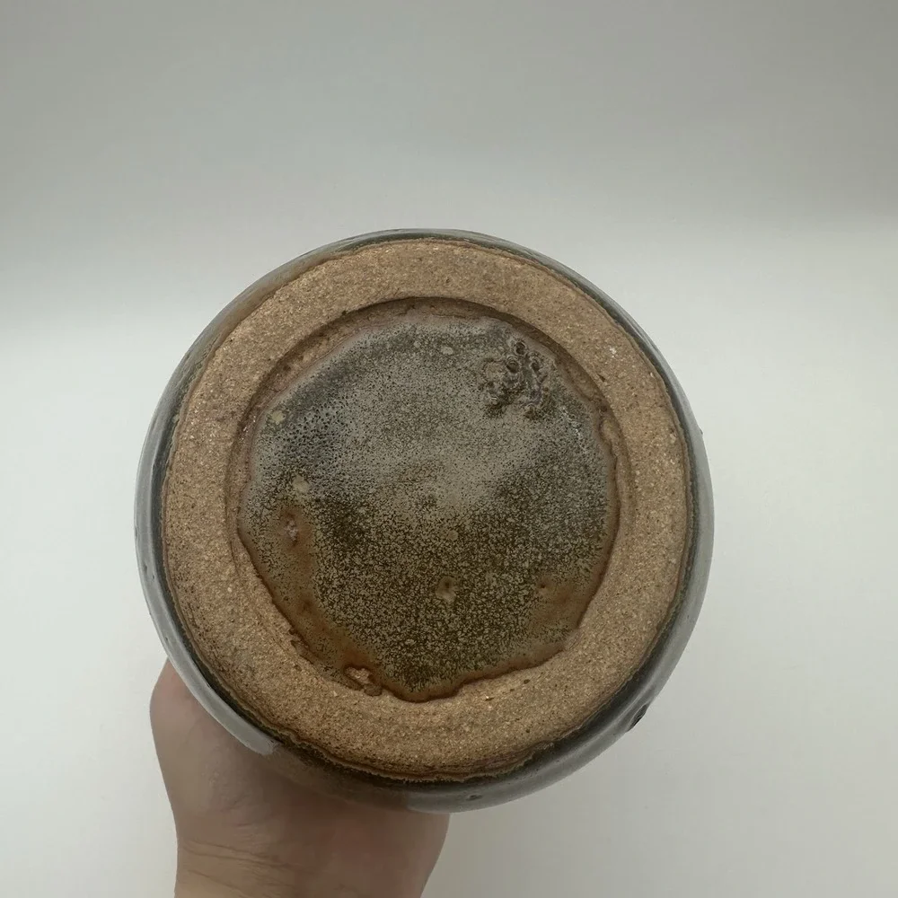 Studio Small Modern‎ Patterned, Glazed, Pottery Vase Brown 5.5